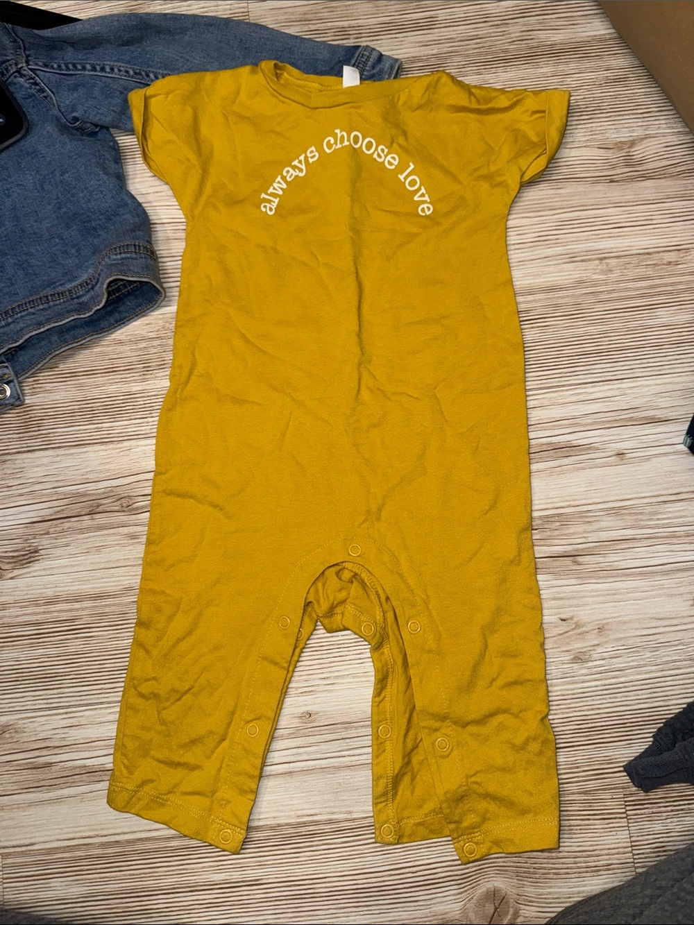 okie dokie Mustard Yellow One-Piece Bodysuit - "Always Choose Love"